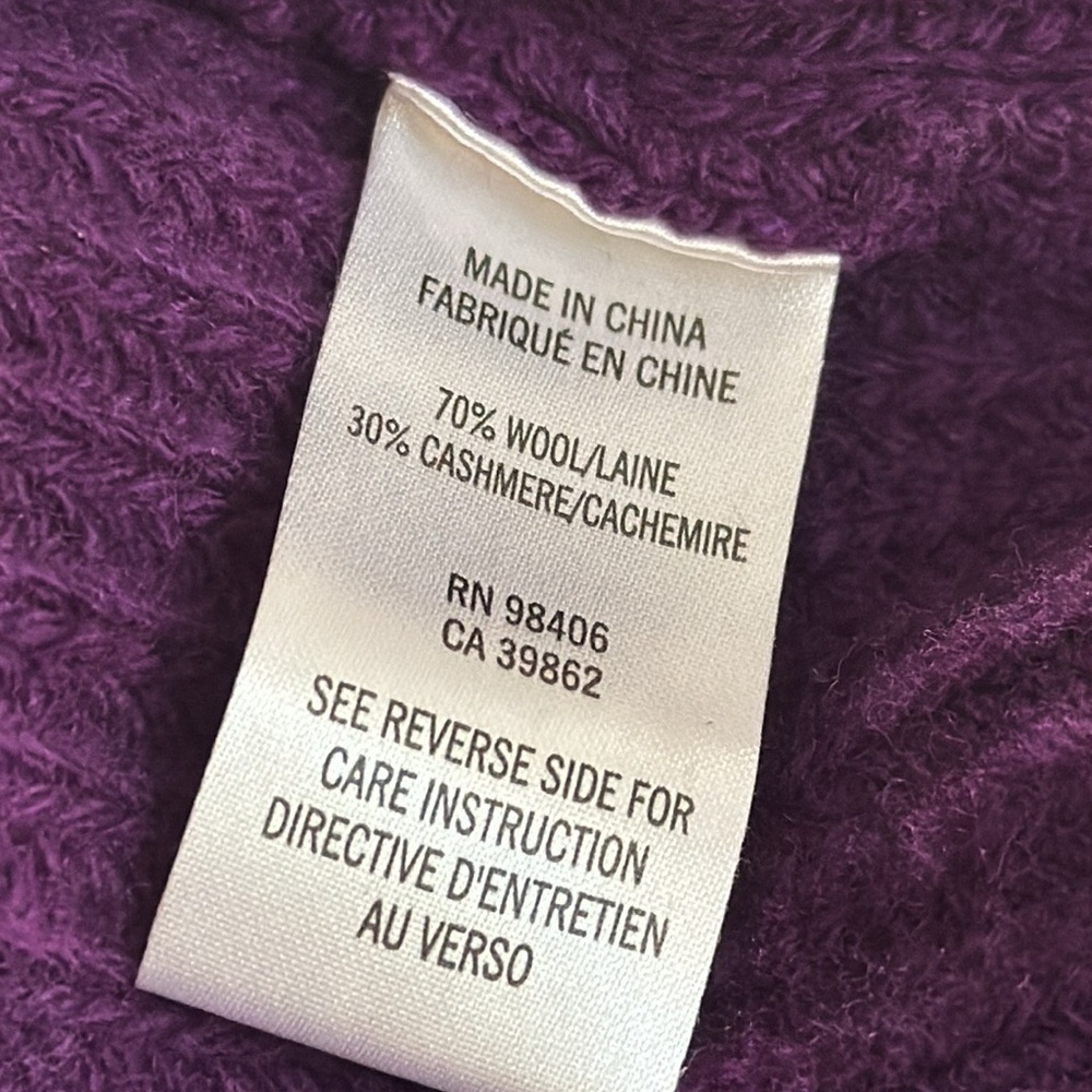 THEORY Jodi Fine Haven Half Sleeve Wool Cashmere Sweater Purple Jewel Size P TP - Picture 4 of 6